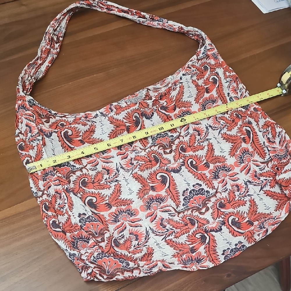 Free People Red and Cream Floral Shoulder Bag